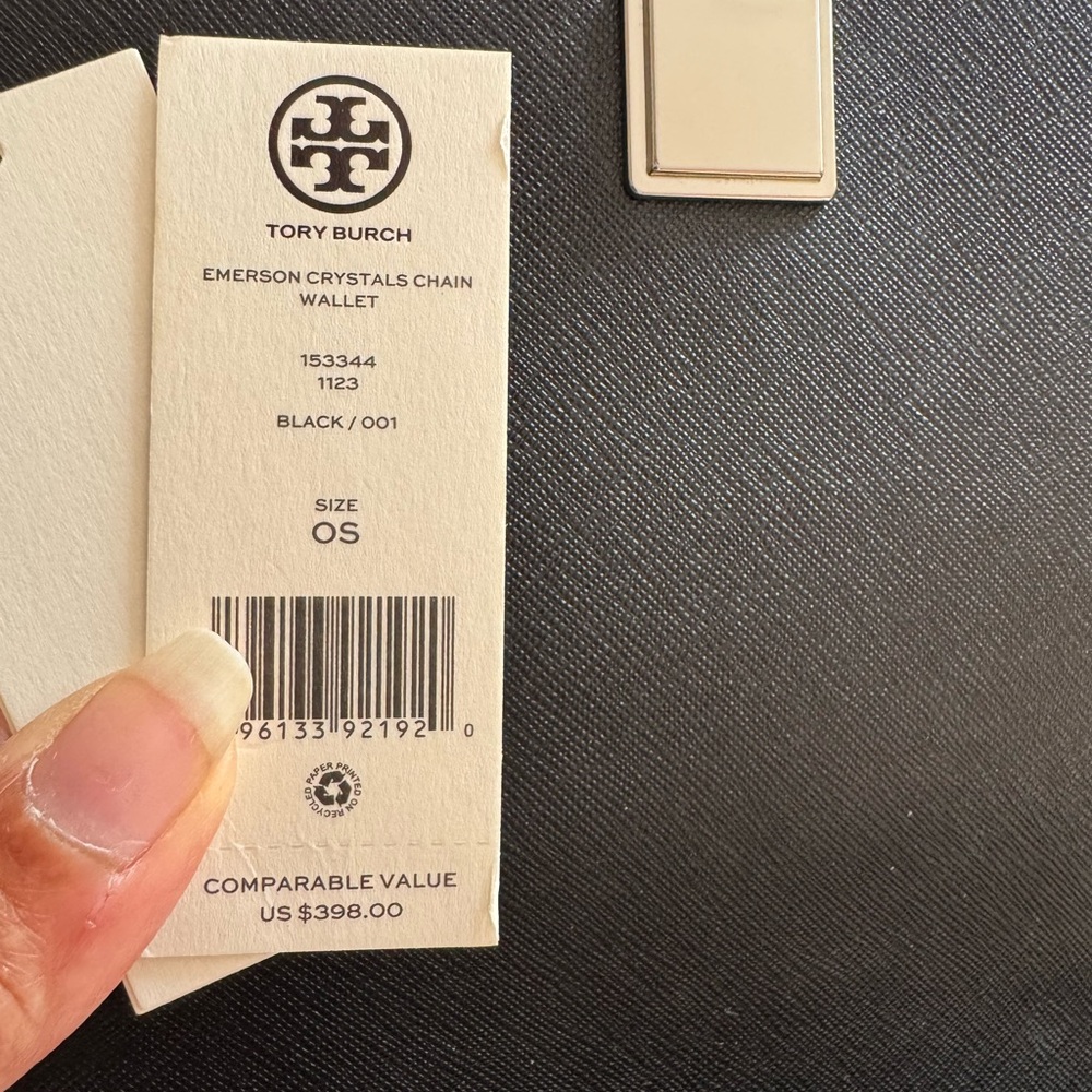 Tory Burch Black Emerson Crystals Chain Wallet Bag - Picture 4 of 5